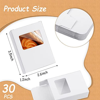 Spakon 30 Pcs White Soap Boxes with Window, 3.5x2.6x1.2 Inch Kraft Paper - color: White