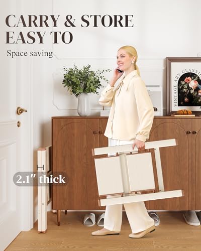 2 Step Ladder, Foldable Aluminum Step Stool with Anti-Slip Pedal - color: Cream Chocolate, size: 2 Step