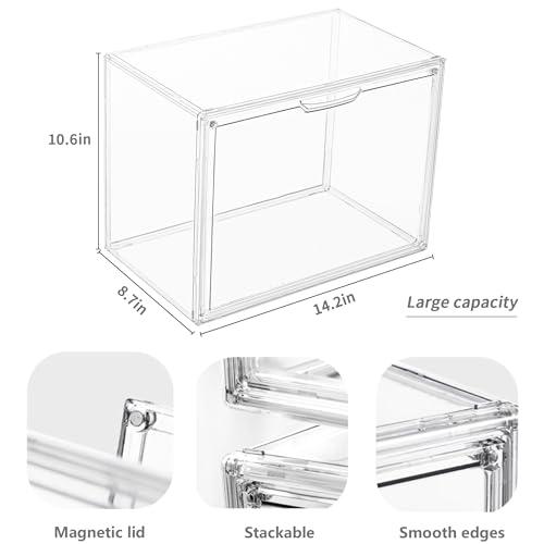 LXLXXL Acrylic Display Case, 4-Pack XL Stackable Bins with Magnetic Lid - size: X-Large-4pcs