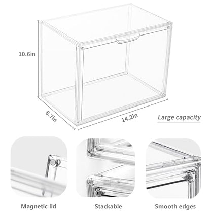 LXLXXL Acrylic Display Case, 4-Pack XL Stackable Bins with Magnetic Lid - size: X-Large-4pcs