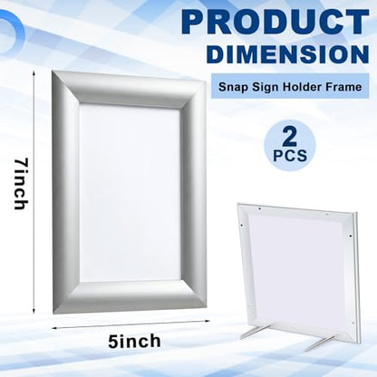 Blulu 2 Pack Aluminum Snap Frame 5 x 7 Inch, Silver - color: Silver, size: 5 x 7 Inch