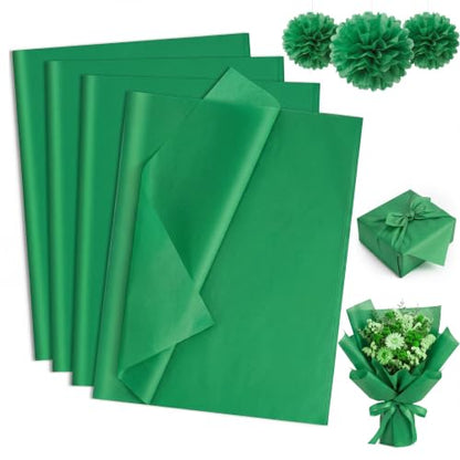 woric 160 Sheets Green Tissue Paper for Gift Bags 20 X 14 Inches - color: Green