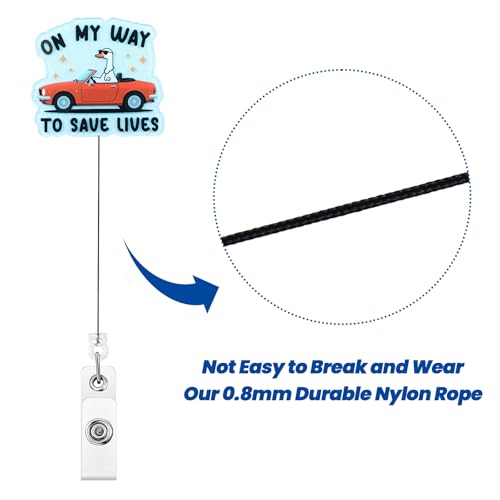 On My Way to Save Lives Blue Funny Silly Goose Paramedic Nurse Badge Reel - color: On My Way to Save Lives