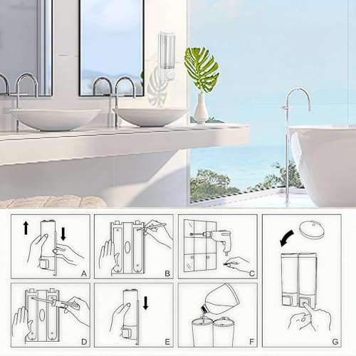 10oz/300ml Single Manual Wall Mounted Soap Dispenser, White - color: White