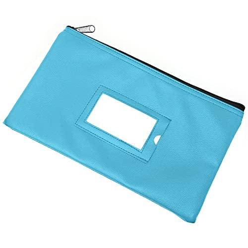 Money Bank Deposit Bag with Zipper, Cash Pouch, Light blue, 11x6 in, 1 Pack