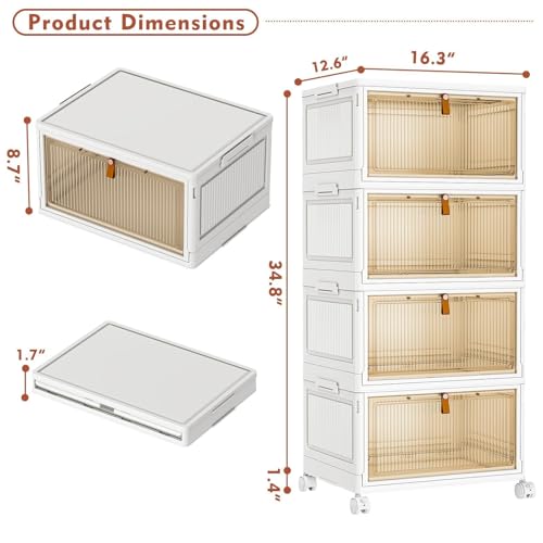 CTSNSLH 4 Tier Plastic Storage Bins with Lid 32QT - Stackable Storage Bins - size: 32Qt 4-Tier&One Lid