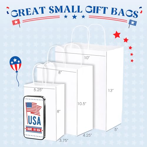 MESHA 1000Pcs White Paper Bags with Handles 5.25x3.75x8 Small Gift Bag Bulk - color: White 5.25x3.75x8 Inch, size: 1 Count (Pack of 1000)