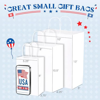 MESHA 1000Pcs White Paper Bags with Handles 5.25x3.75x8 Small Gift Bag Bulk - color: White 5.25x3.75x8 Inch, size: 1 Count (Pack of 1000)