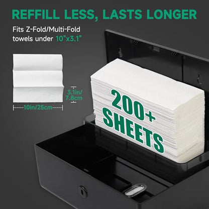 anydry 200-Sheet Paper Towel Dispenser Wall Mount (Folded Size ≤ 10 x 3.1) - color: Classic Black