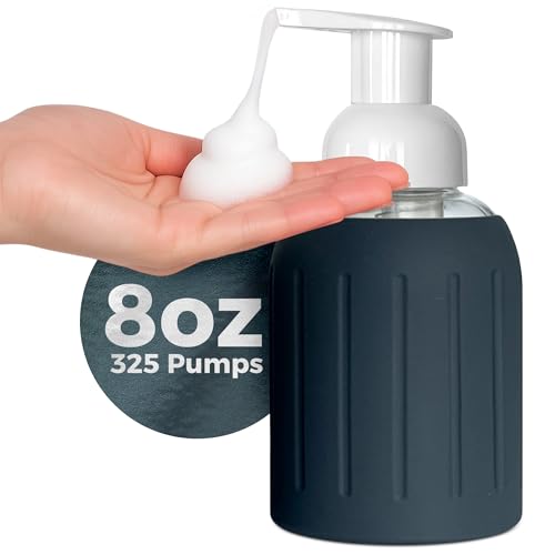 Foaming Glass Hand Soap Dispenser Pump Charcoal 8oz - color: Charcoal