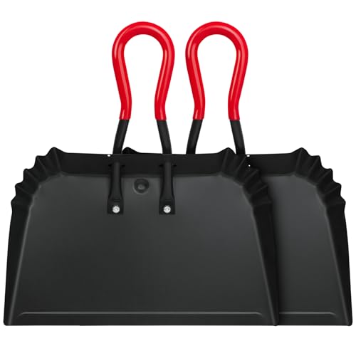 2PK 17” Heavy Duty Dustpan Metal Outdoor Dust Pans with Rubberized Non Slip Handle Extra Large Shovel Scooper for Commercial&Industrial Uses