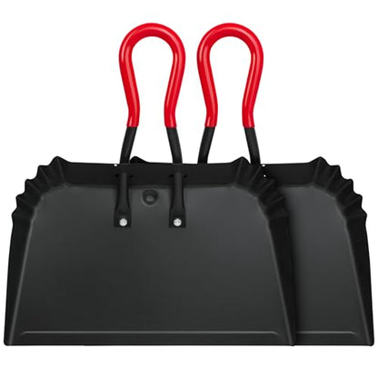 2PK 17” Heavy Duty Dustpan Metal Outdoor Dust Pans with Rubberized Non Slip Handle Extra Large Shovel Scooper for Commercial&Industrial Uses