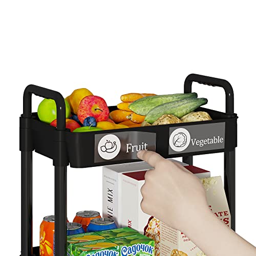3 Tier Rolling Cart with Wheels, Utility Storage Carts,Black - color: Black, size: 3-Tier