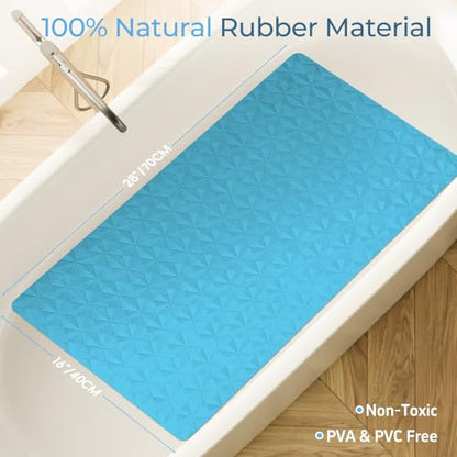 Non Slip Bathtub Mat for Bath Tub Shower - 241 Vacuum Suction Cups - color: River Blue, size: 28" x 16" (Rectangular)