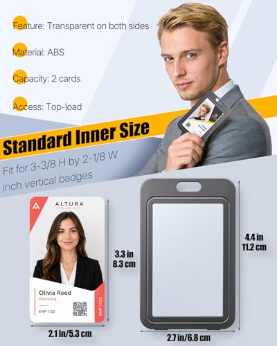 Uniclife 3 Pack Vertical Badge Holders for Office School IDs - color: Black-01, size: 3 Pack