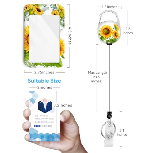 2 Pack Sunflower ID Badge Holder with Clip Badge Reels - color: 2 Pack-sunflower