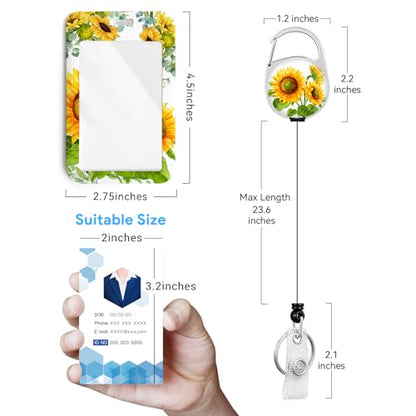 2 Pack Sunflower ID Badge Holder with Clip Badge Reels - color: 2 Pack-sunflower