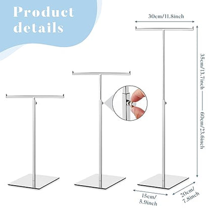 Leinuosen 4 Pcs Tabletop Purse Display Stand Metal T Bar Display - color: Silver