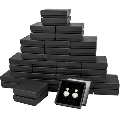 Small Jewelry Box, 40 Pack 3.5x3.5x1 Inch Jewelry Gift Boxes, Velvet Sponge Cardboard jewelry Boxes for Ring Earrings Necklaces (Black) - color: Black, size: 3.5x3.5x1 Inch (Pack of 40)