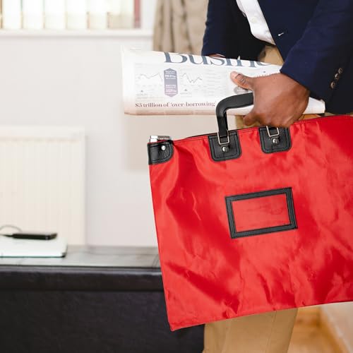 Lockable Document Bag with handles, 15 x 19 - color: Red