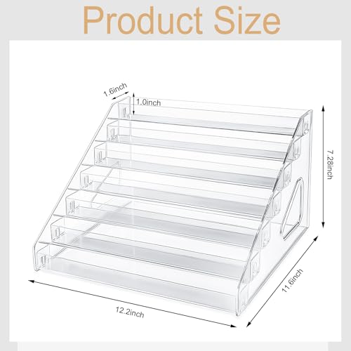 7 Tier Acrylic Sunglasses Organizer Stand, Clear Display Rack for Glasses, Cards & Cosmetics – Space-Saving Eyewear Holder with No-Tool Assembly