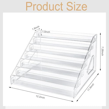 7 Tier Acrylic Sunglasses Organizer Stand, Clear Display Rack for Glasses, Cards & Cosmetics – Space-Saving Eyewear Holder with No-Tool Assembly