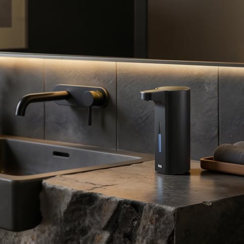 EKO Aroma Pro 13.5 fl oz Touchless Automatic Liquid Soap Dispenser, Rechargeable Hand & Dish Soap Dispenser for Bathroom and Kitchen, Waterproof, Adjustable Volume Control (Matte Black) - color: Matte Black, size: 13.5 oz