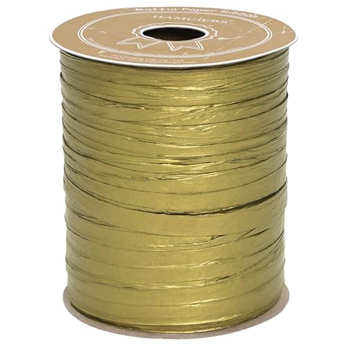 Raffia Ribbon for Gift Wrapping, Packing Paper Twine, Craft Ribbon Raffia Yarn for Crochet - 1/4'' Wide, 100 Yards, Gold - color: Gold