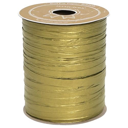 Raffia Ribbon for Gift Wrapping, Packing Paper Twine, Craft Ribbon Raffia Yarn for Crochet - 1/4'' Wide, 100 Yards, Gold - color: Gold