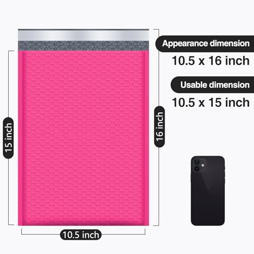 UCGOU Bubble Mailers 10.5x16" 40 Pack Usable Size 10.5x15" Hot Pink Padded - color: Hot Pink, size: 10.5x16" 40PC