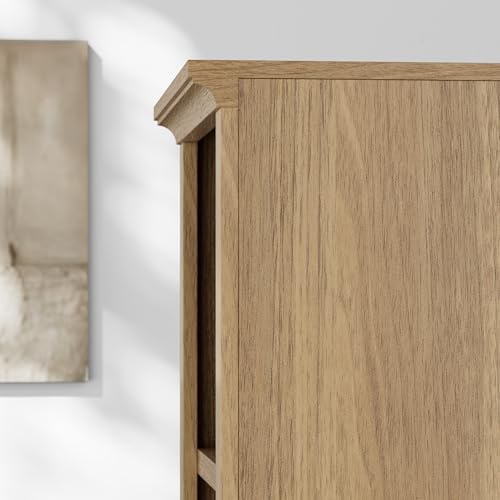 Narrow Bookshelf, 5-Tier Adjustable Shelves, 72.5" - color: Oak