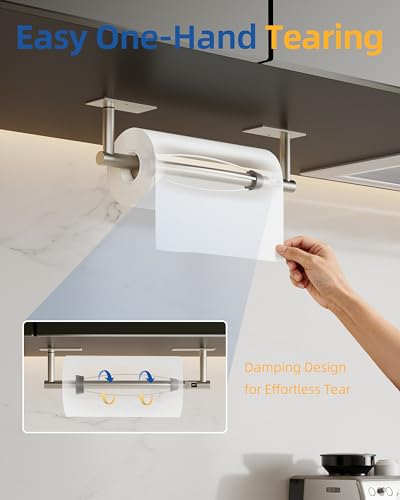 RUACQ Paper Towel Holder Under Cabinet, One Hand Tearing, Silver - color: Sliver, size: One Hand Tear - Rectangle