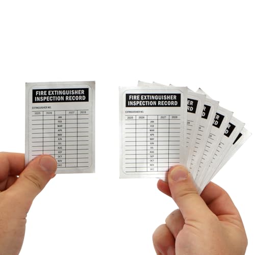 SmartSign Fire Extinguisher Labels, Inspection Record 4-Year Maintenance Labels, 3 x 2.25 Inches, 2 mil Debossable Aluminum, Pack of 10, Made in USA - color: Fire Extinguisher Labels