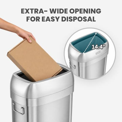 iTouchless 30G Commercial Trash Can with Wheels | Open Top Stainless Steel - color: Silver, 30 Gal