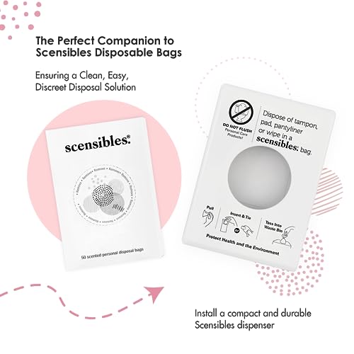 Scensibles Personal Care Disposal Starter Kit (White) - Dispenser + 2 Refill Boxes (100 Bags) - for Tampons, Pads, Liners, Condoms & More - Discreet, Hygienic & Odor-Reducing Disposal Solution - color: White