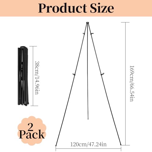 2 Pack 66" Aluminum Easel Stand for Signs & Painting, Black