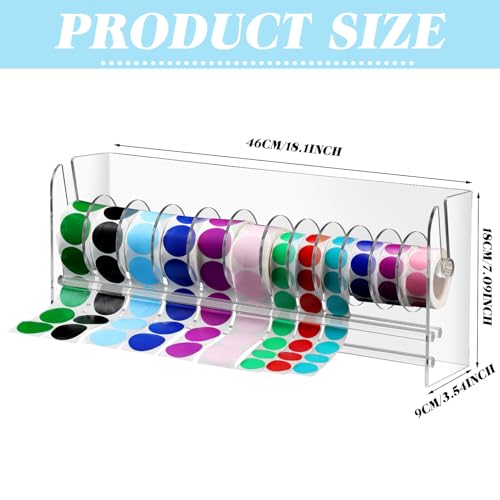 Qilery Sticker Holder Organizer Dispenser Acrylic Roll Label,12 Disks - style: 12 Disks