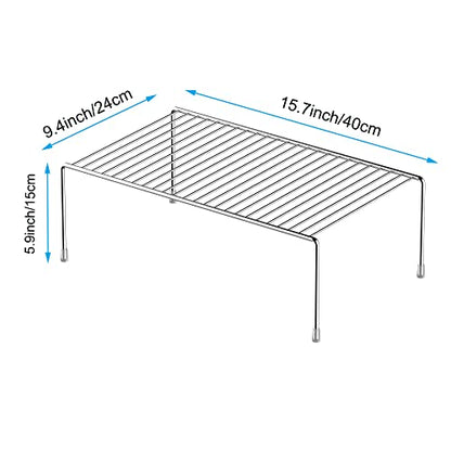 iPEGTOP Large (15.7 x 9.4 Inch) Kitchen Freezer Cabinet Organizer Shelf, Set of 4 Rustproof Metal Wire Shelves Spice Shelf Rack Cupboard Storage for Fridge Pantries Countertops Utensils, Chrome - color: Chrome
