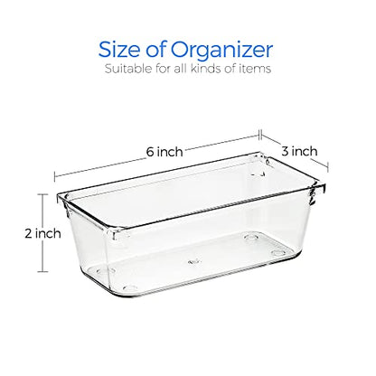 Ravinte 6 Pack Drawer Organizer, 3" x 6" Plastic Storage Bins - size: 3" x 6"