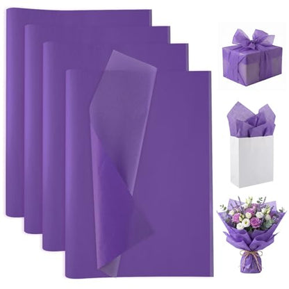 woric 160 Sheets Purple Tissue Paper for Gift Bags 20 x 14 Inch - color: Purple