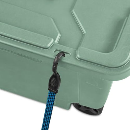 40 Gal Heavy Duty Wheeled Storage Totes 2 Pack, Rugged Plastic Storage Bins with Secure Latching Lids, Stackable Rolling Containers for Garage, Workshop, Warehouse & Outdoor Storage