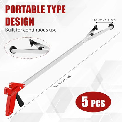 Sabary 5 Pack Suction Cup Grabber Reacher Tool Trash Picker,Red,35inch - color: Red, size: 35 Inch