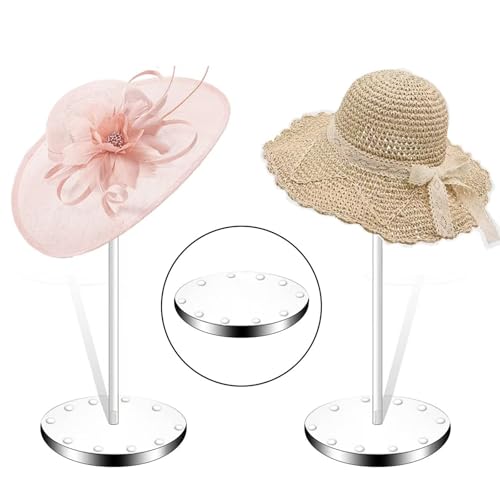 Acrylic Hat Display Stand 2 Pack- Thickened Base for Helmet, Wig, Cowboy hat, baseballcap, closet holder rack organizer( 11.8Inch Height) - style: 2-Pack