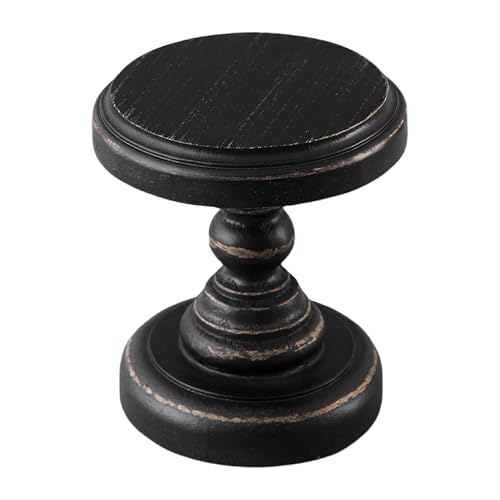 SOFE Black Wood Display Riser, Rustic Small Pedestal Stand/Planter Stands - color: Black