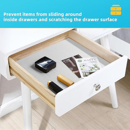 Non Slip Shelf Liner PVC Drawer Liner BPA-Free Waterproof and Washable Kitchen Cabinet Liner Suitable for Shoe Cabinets,Wire Shelving (White and Grey, 12×120inch) - color: White and Grey, size: 12"W x 120"L