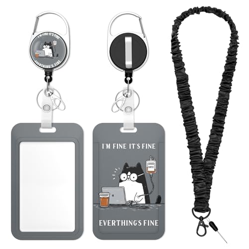HHandlein Retractable Badge Holder with Stretch Scrunchie Lanyard, I'm Fine - color: I'm Fine
