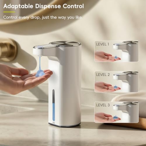 EKO Aroma Touchless Automatic Soap Dispenser for Bathroom and Kitchen, Liquid Hand Soap Dispenser, Rechargeable, 9 fl oz (White) - color: White, size: 9 oz