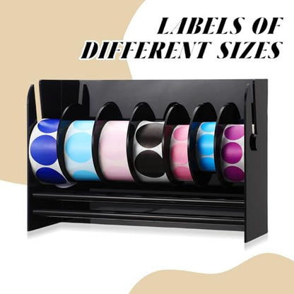 Qilery Sticker Holder Organizer Dispenser Acrylic Roll Label,7 Disks Black - style: 7 Disks Black