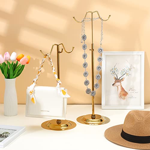Weysat 4 Pcs Purse Display Stand Adjustable Metal Handbag Holder, Gold - color: Gold
