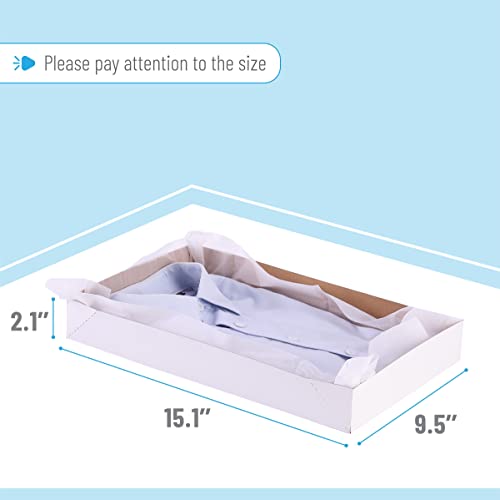 MPFY- White Shirt Gift Wrap Boxes with Tissue Paper and Wrapping Band,10 Pack, White, 15”x9.5"x2", Christmas Gift Boxes with Lids
